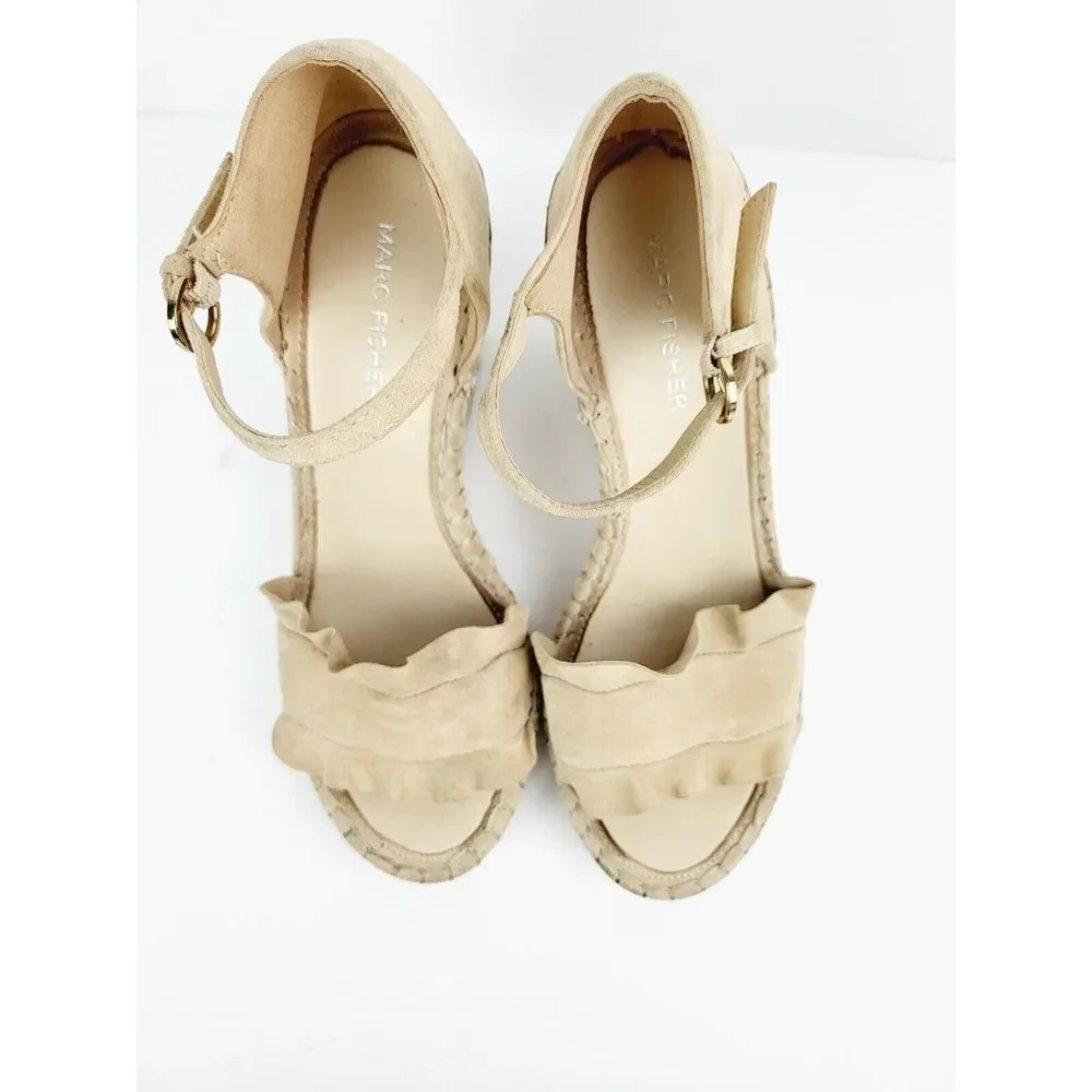 MARC FISHER Kickoff Suede Open-Toe Espadrille Sandals -‎ Size 7.5